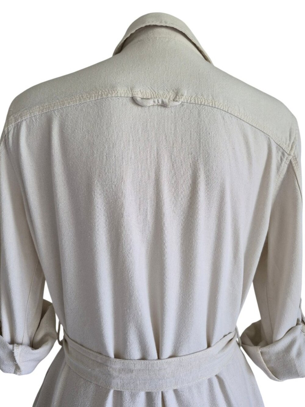 Velvet Heart Off White Long Sleeved Button tabs Linen Shirtdress Size XS - Picture 8 of 16